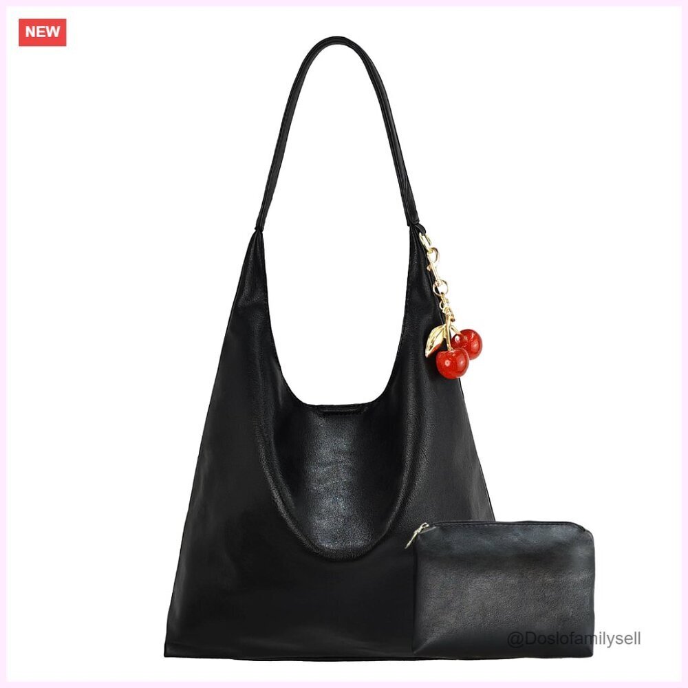 Vegan Leather Hobo Bag Slouchy Shoulder Purse Retro Tote Crossbody Handbag